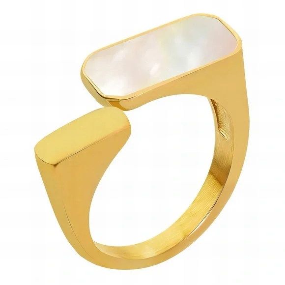 Gold and White Modern Minimalist Rings - Picture 3 of 3